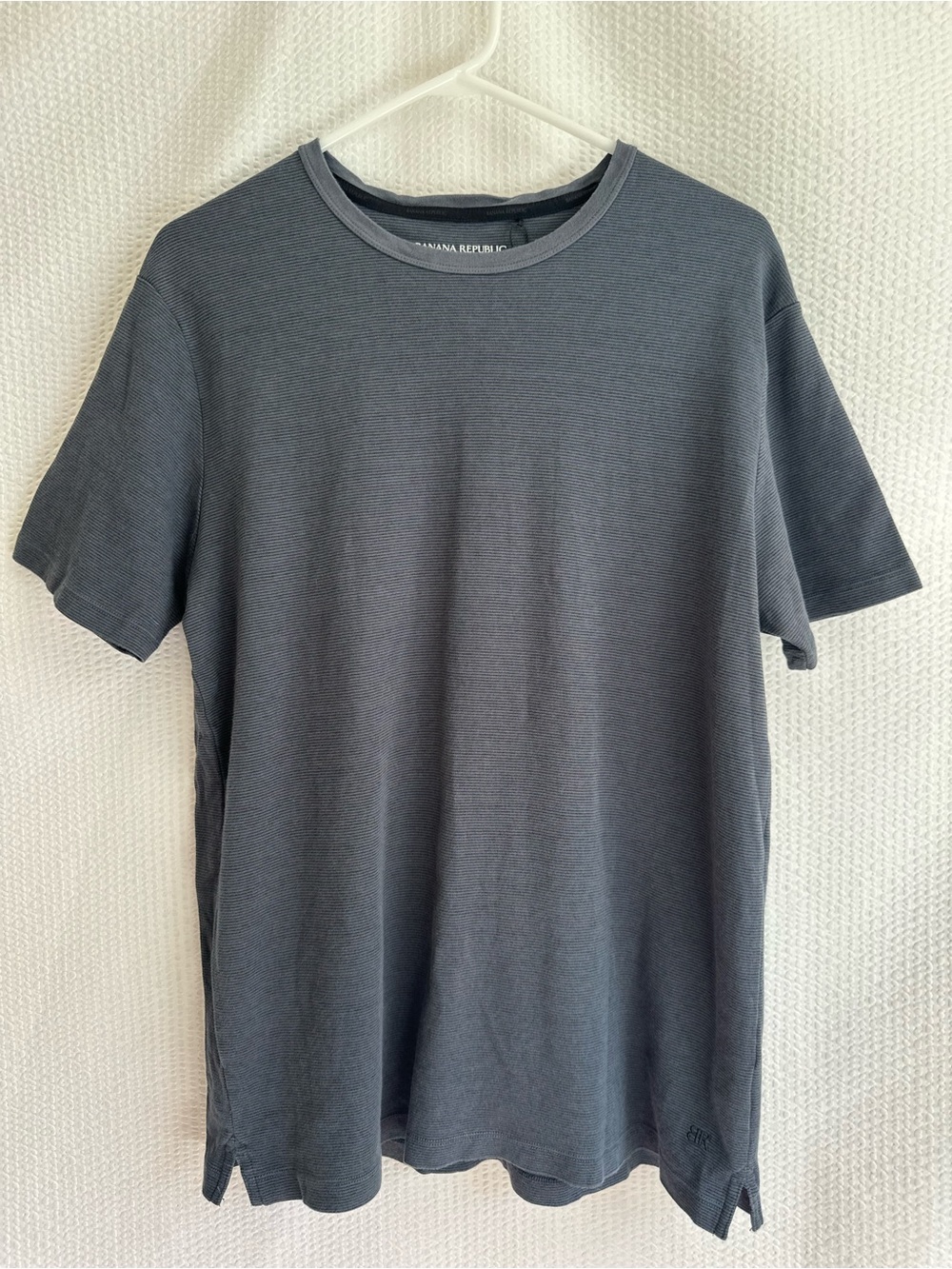 BANANA REPUBLIC Gray Luxe Touch Performance Tee Cotton Striped Short Sleeve XL